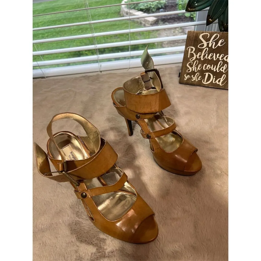 Simply Vera Vera Wang Women's Brown Ankle Strap Stiletto Heels Size 9 - Image 2