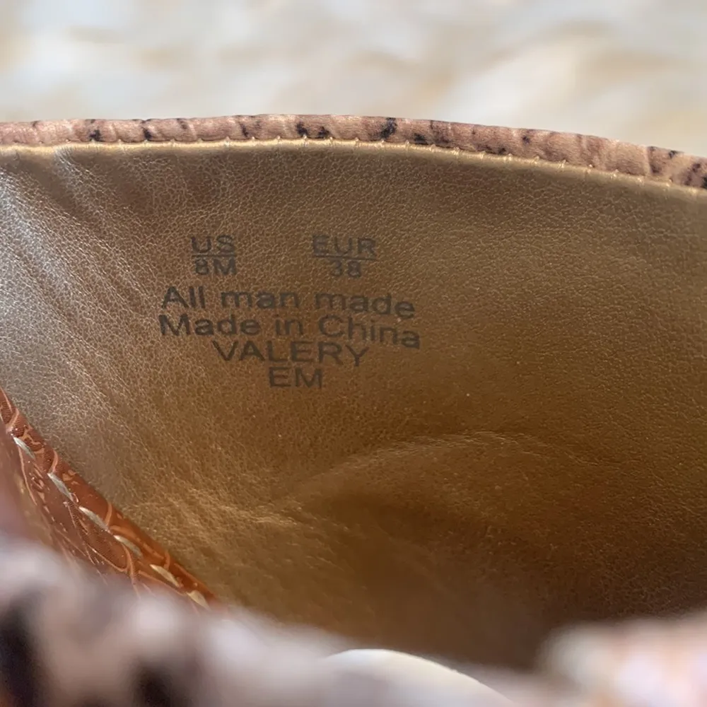 SAM EDELMAN Beige Snakeskin Valery Square Toe Wedge Slip On Slides Sandals 8 M - Image 8