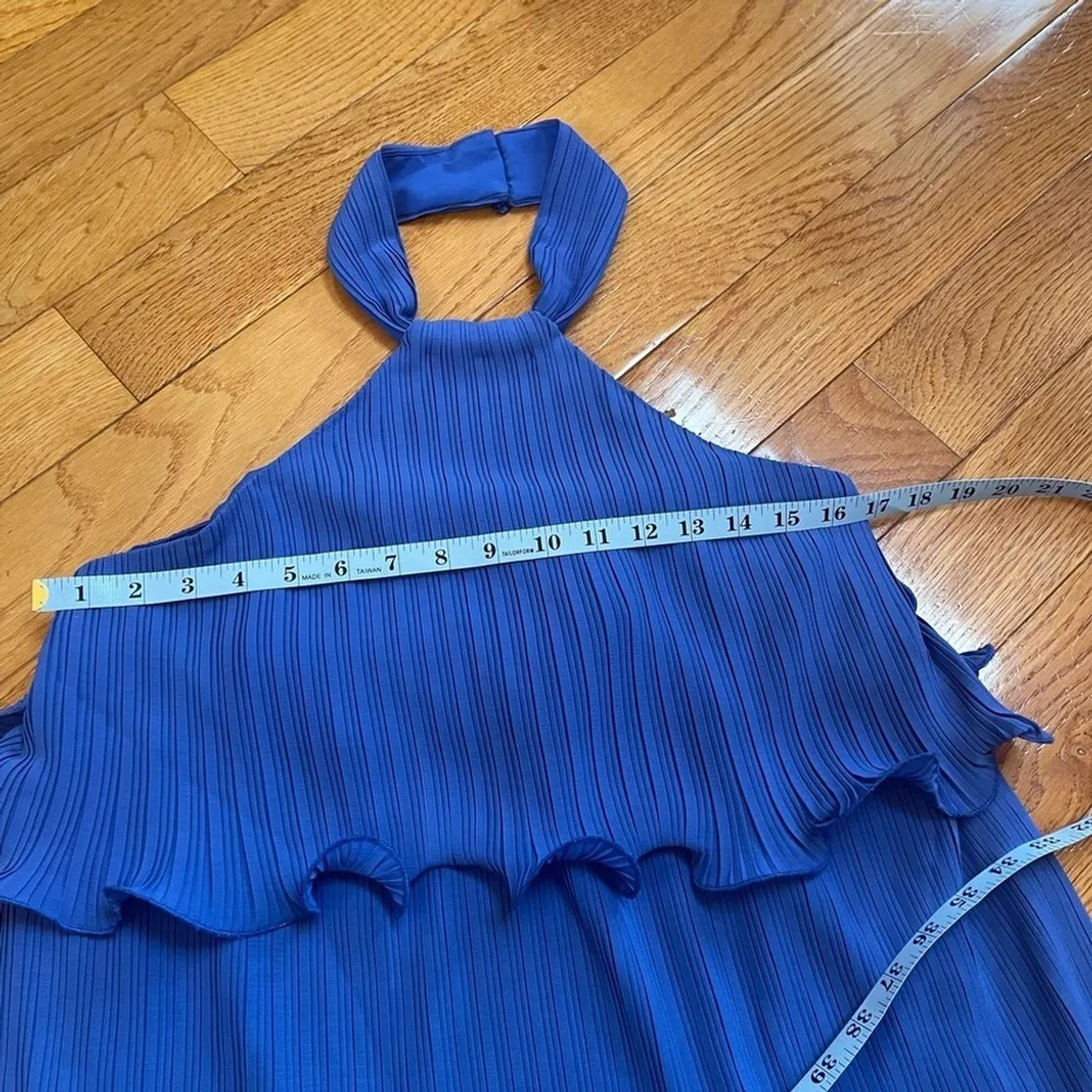ONE33 Social The Ariel Blue Pleated Cocktail Dress multi tiered halter neck 10 - Image 9
