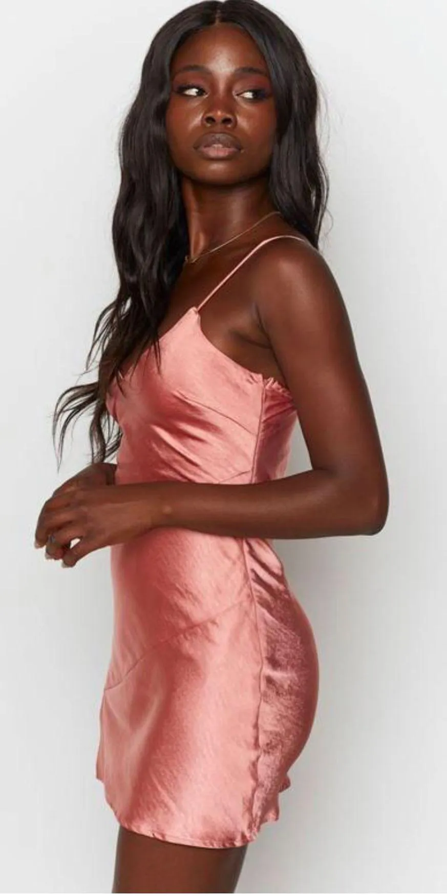 Beginning Boutique Between Us Mini Satin Dress - Image 4