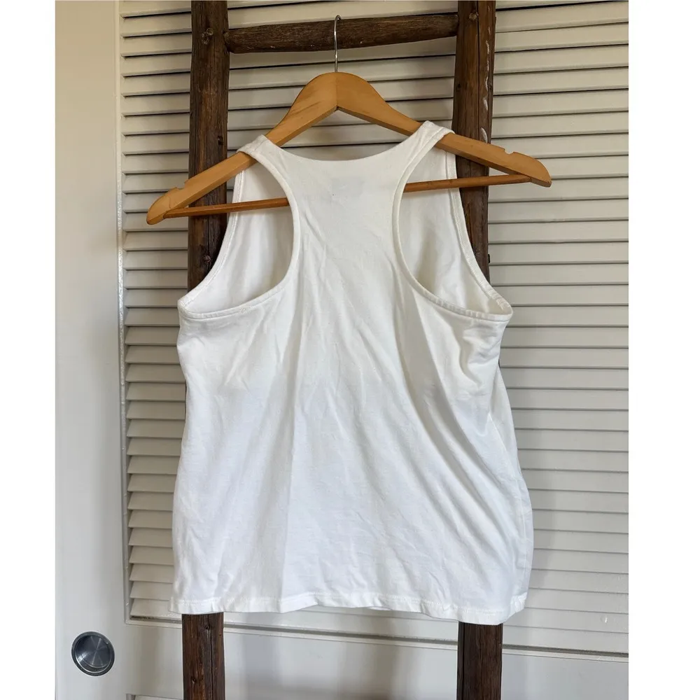 Eileen Fisher Tank Top Sleeveless Basic Casual White Cotton Blend M - Image 2