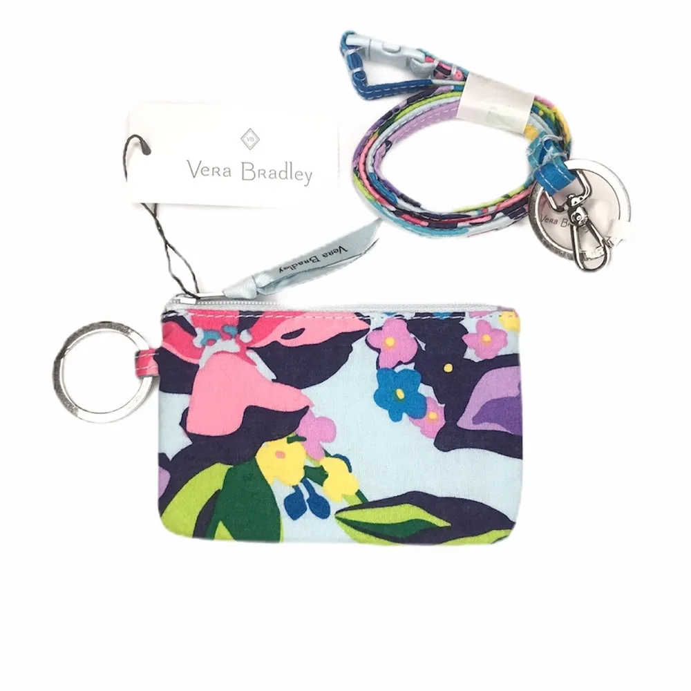Vera Bradley Zip ID Case and Lanyard Marian Floral, Blue - Image 7