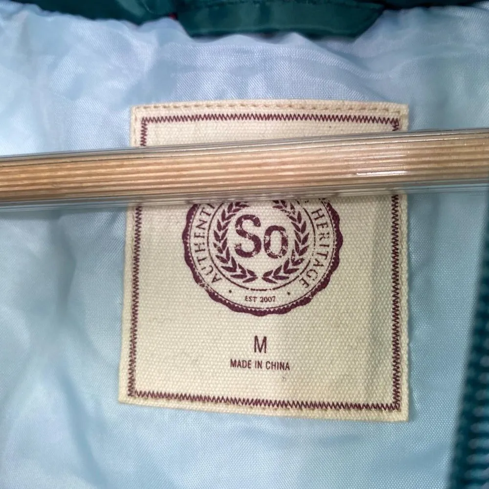 SO Authentic Dark Green Zipper Front Puffer Vest M - Image 4