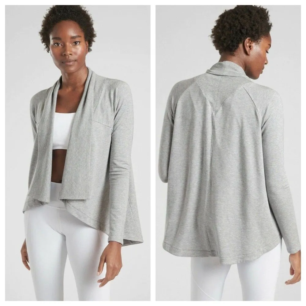 Athleta Large L Nirvana Wrap Cardigan Sweater Gray Soft Knit - Image 5