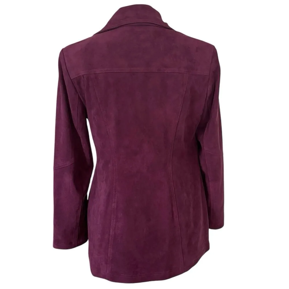 Chicos Size 0 US S 4 6 Elongated Faux Suede Moto Jacket Purple - Image 3