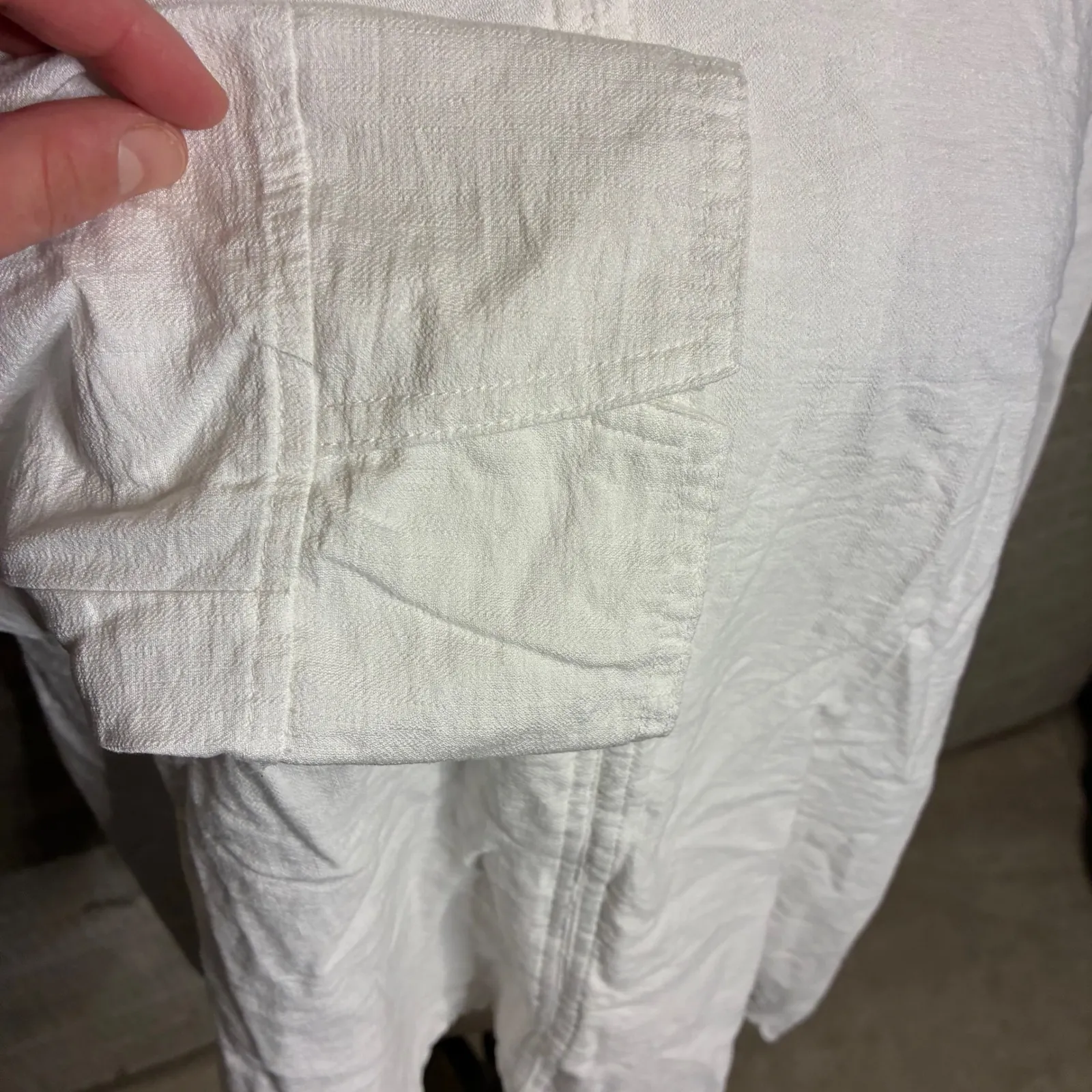 Peck & Peck Womens White Collared Button Down Shirt L - Image 3