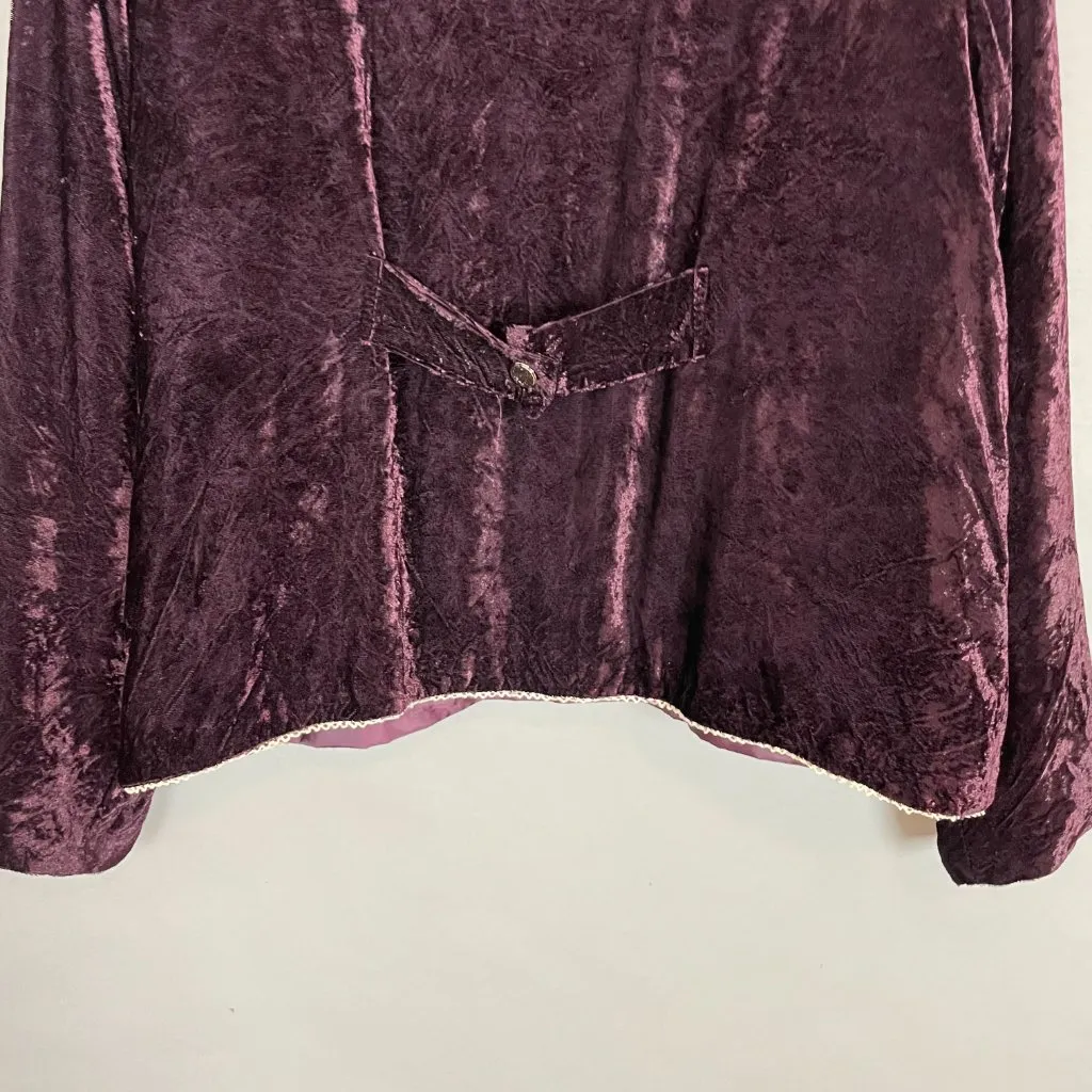 Velvet Jacket Lace Collar Purple Women Button Up Victorian Size Large Delicate - Image 5