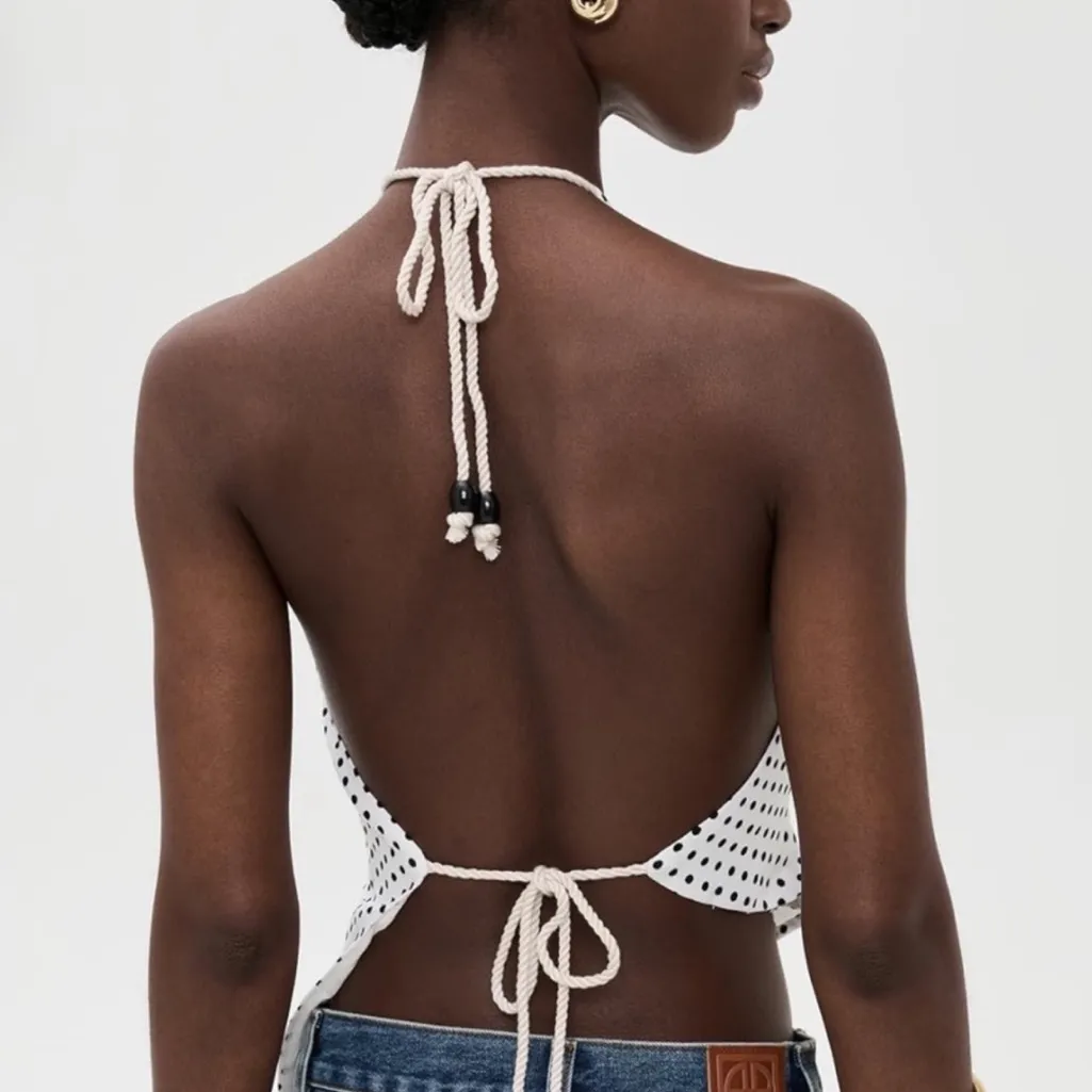 Reformation Reese Black White Polka Dot Top New! - Image 2