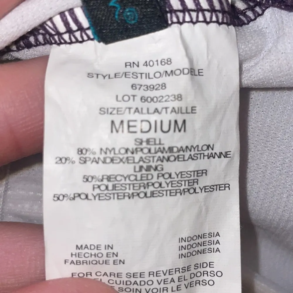 Aqua Green Women’s Sz Medium Purple Floral One Piece Swim Suit - Image 6