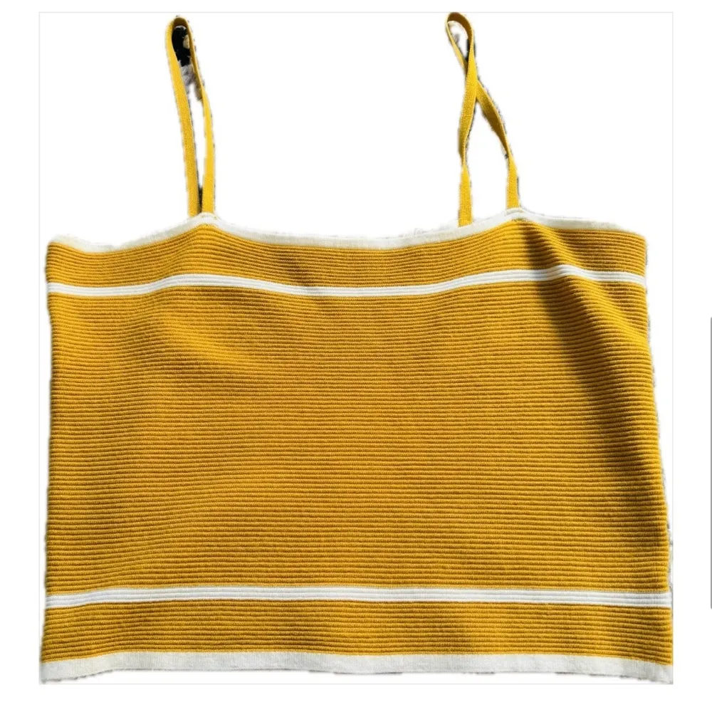 Yellow Striped spaghetti strap tank. - Image 6