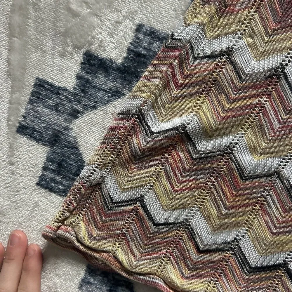 White House Black Market WHBM Chevron Peach Smoothie White Womens M - Image 4