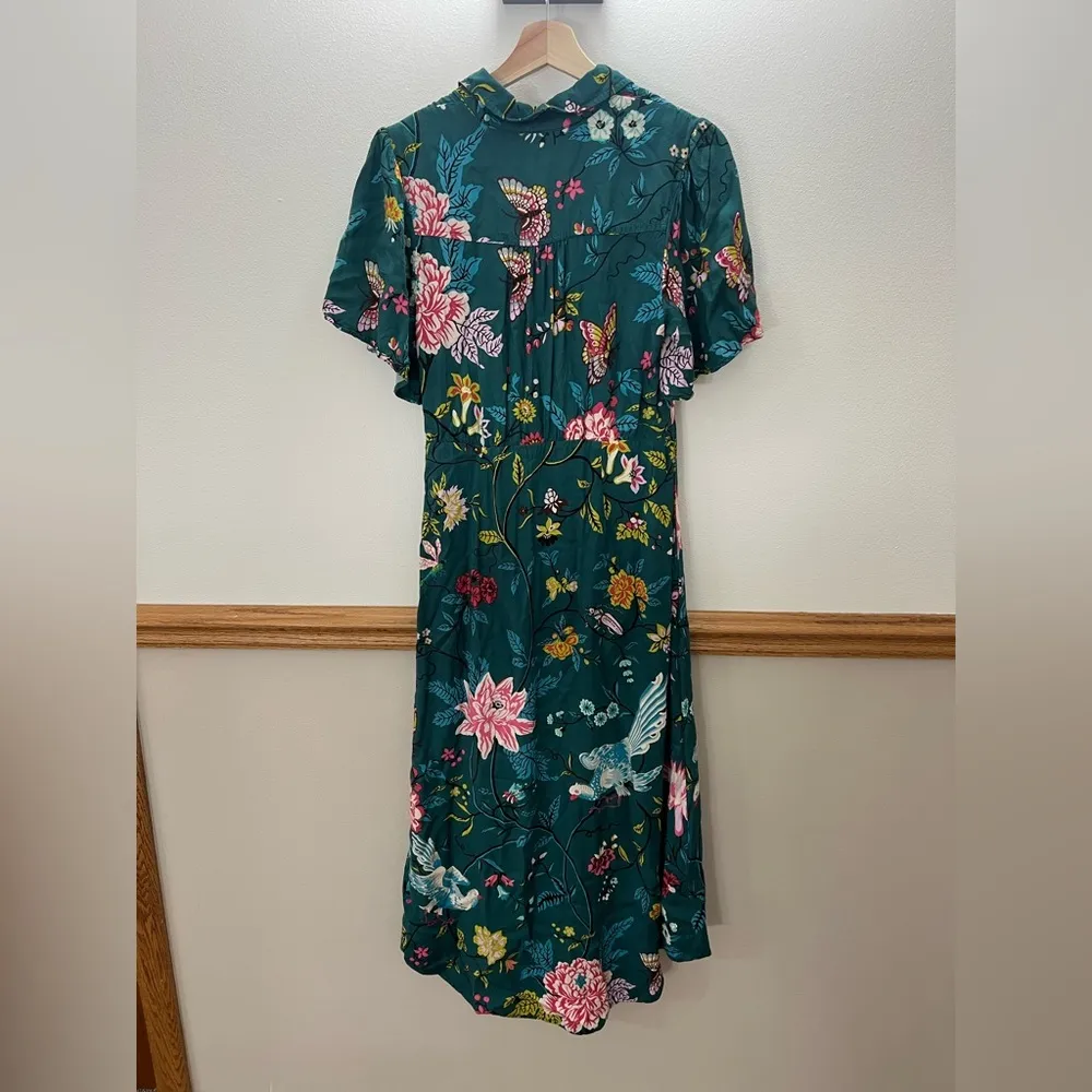 EUC Anthropologie Maeve Buttonfront Shirt Dress Asian Floral Size 6 Retails $170 - Image 10