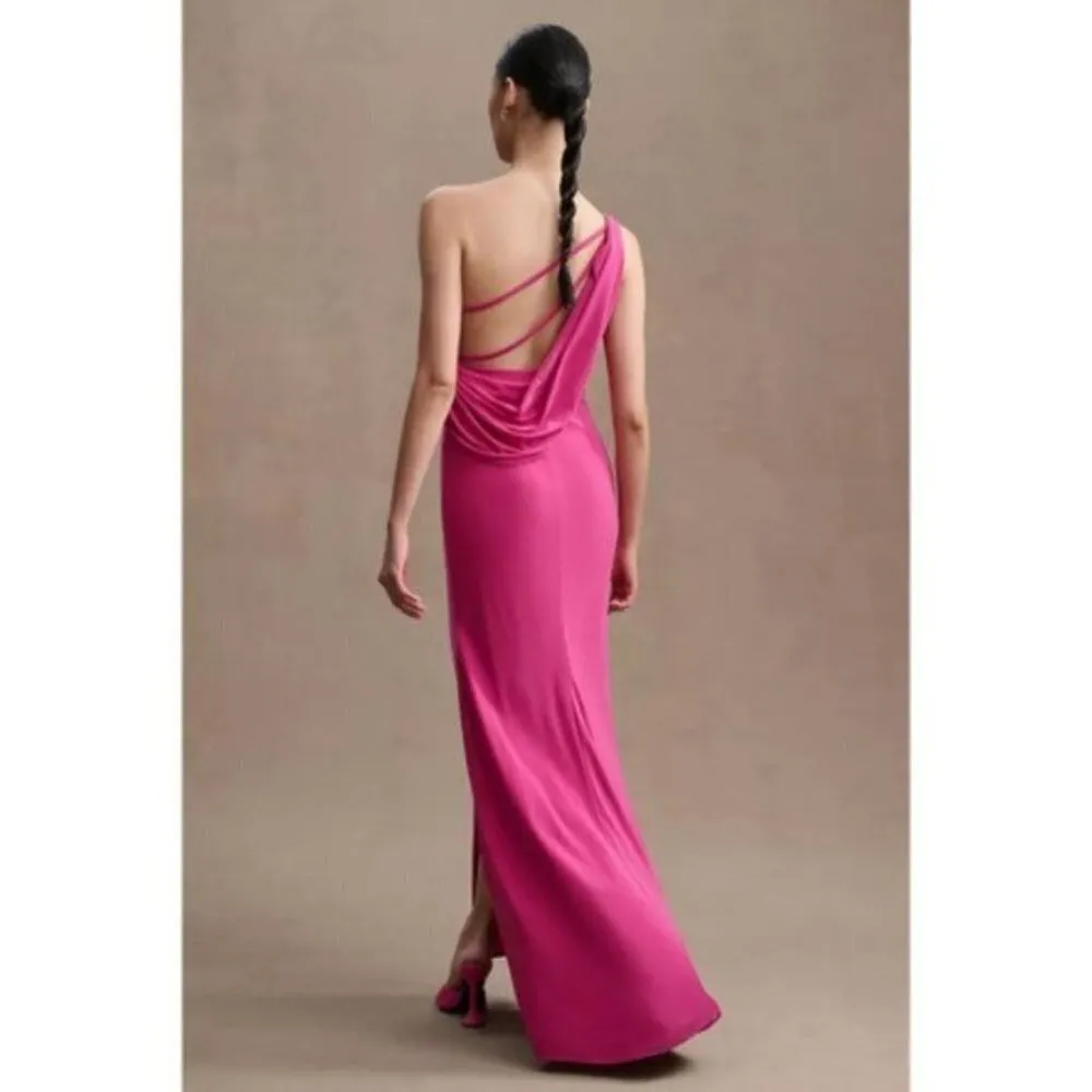 MAC DUGGAL One-Shoulder Jersey Body-Con Gown in Candy Pink Size US 4 - Image 3