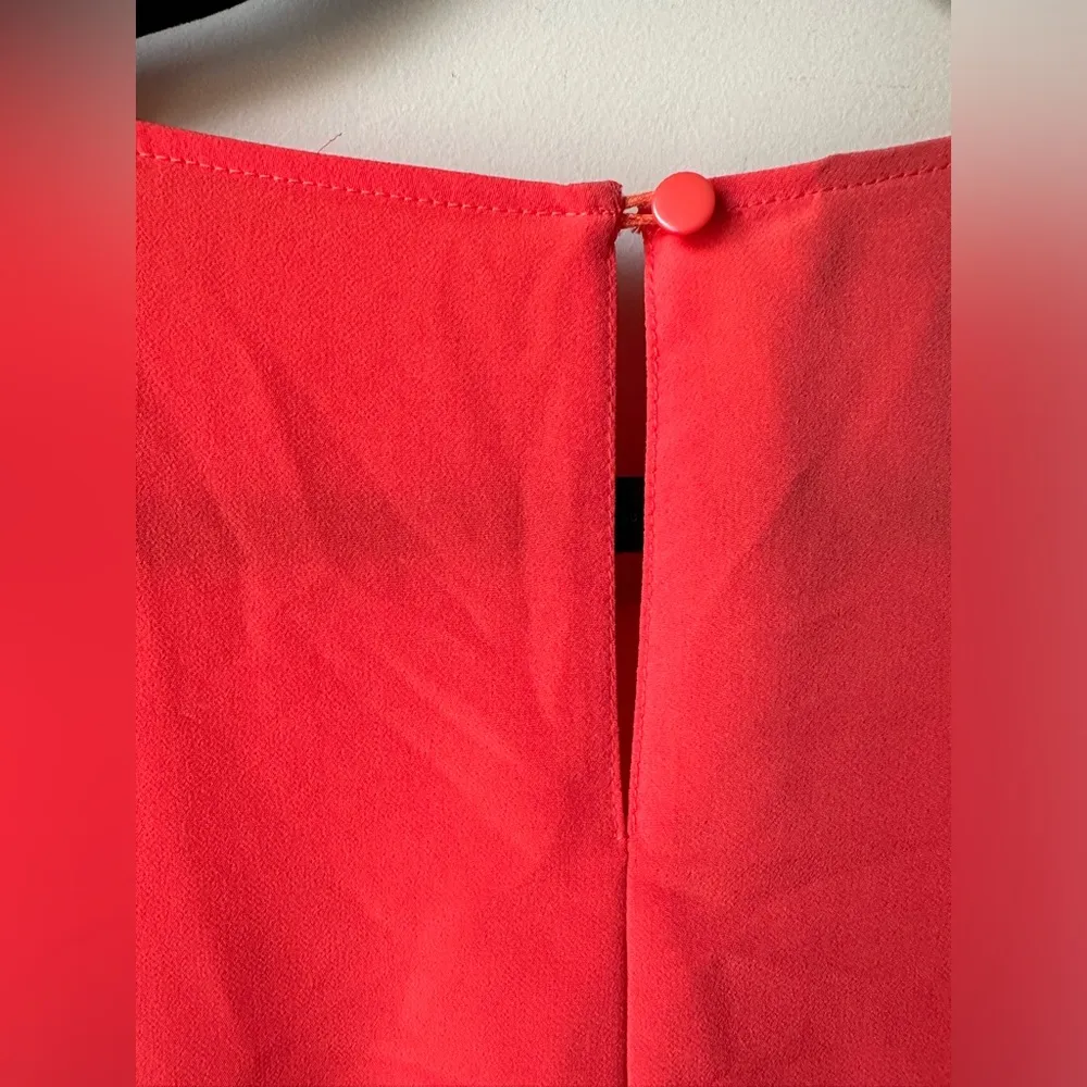 Covington Sheath Dress Womans Sz 6 Pockets Ruffle cap sleeves Draw String Orange - Image 5