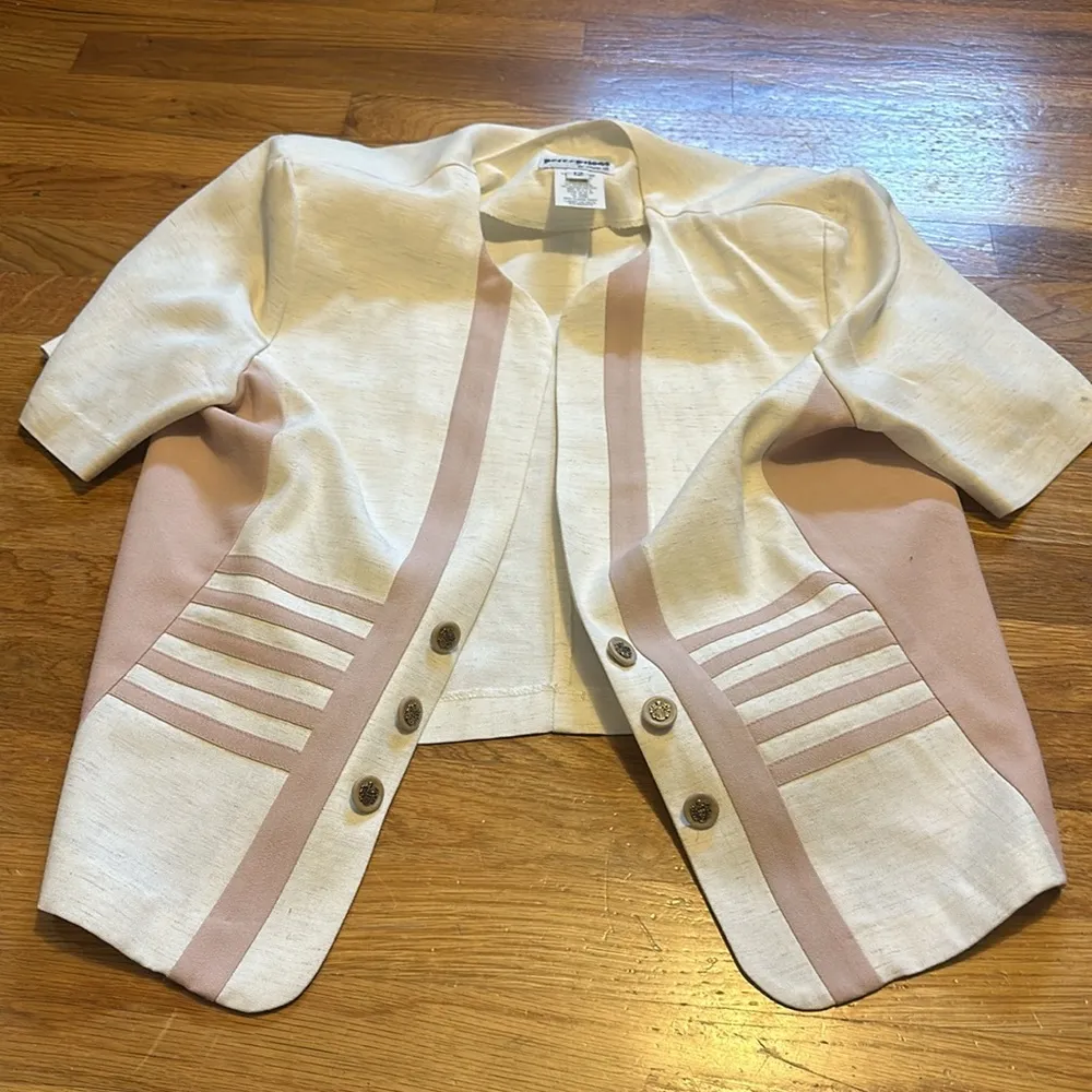 Perceptions Vintage Womens 12 Pink White Dress Jacket 2 piece Matching Set - Image 8