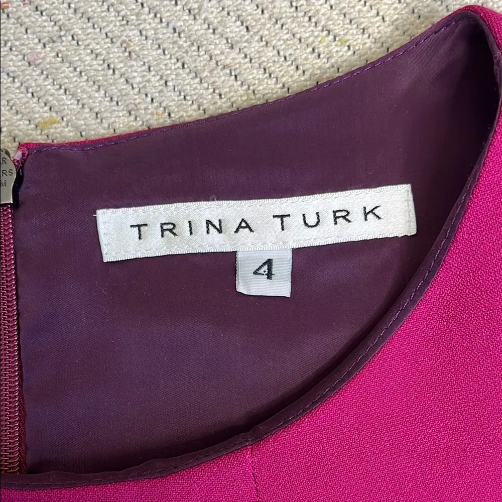 Trina Turk crepe cap sleeve Pink shift Dress - Image 4