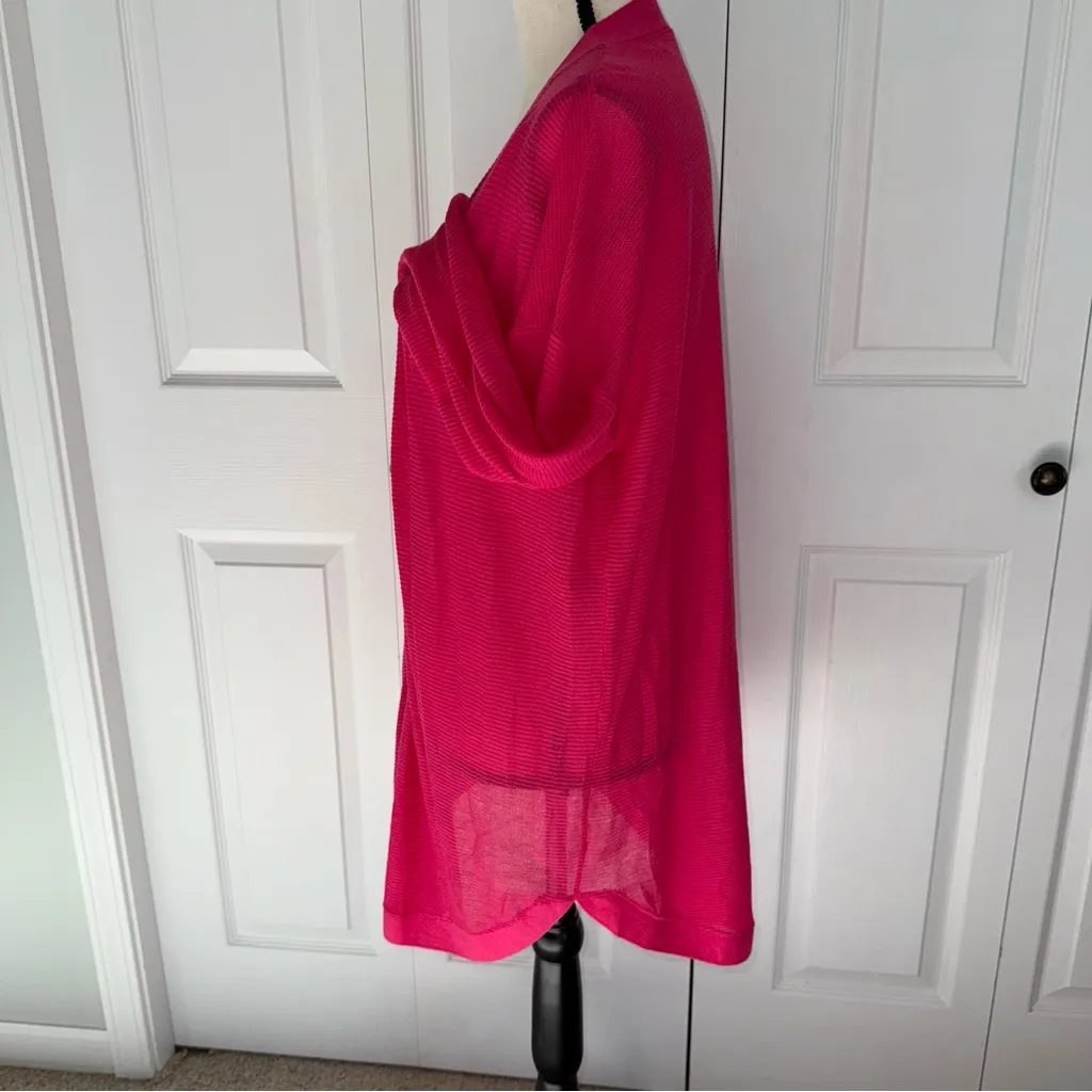 LOFT women’s‎ bright pink Open-Front Cardigan size Medium - Image 3
