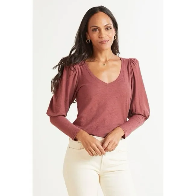Anthropologie Nation LTD Emilia Rusted Rose V Neck Drama Puff Sleeve Top Size M - Image 2