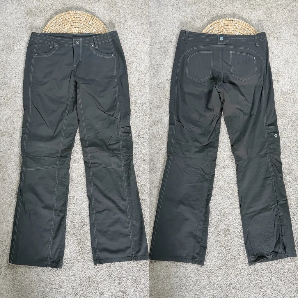 Kuhl Women’s Free Range Pants Cargo Straight Leg Mid Rise Outdoor Gray 14 Long - Image 3