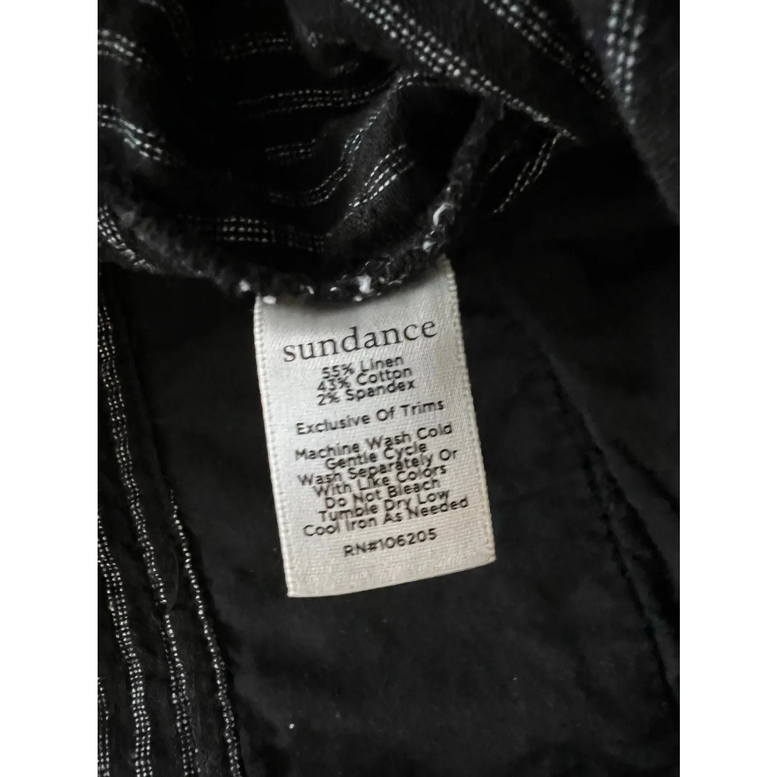 Sundance Amelia Trouser Pant Black White Pinstripe 4 Button Linen Cotton Blend - Image 6