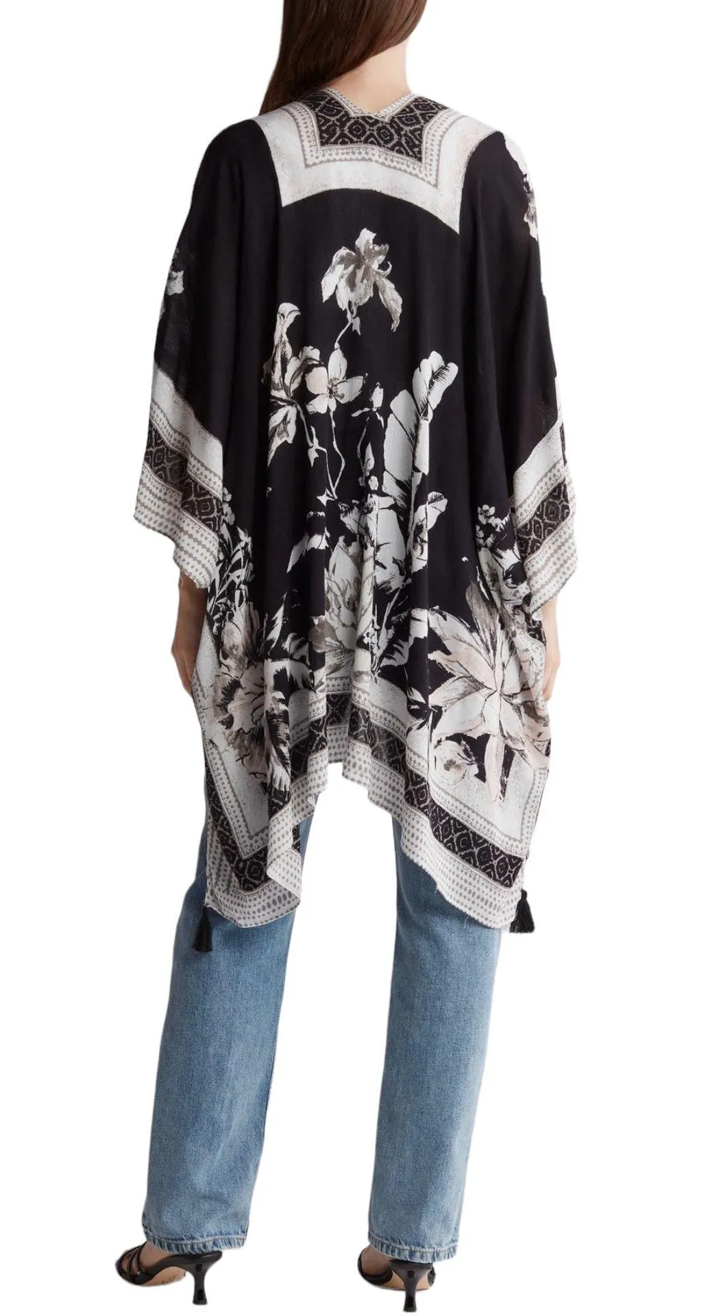 NWT  Tropical Bloom Ruana Black Neutral - Image 2
