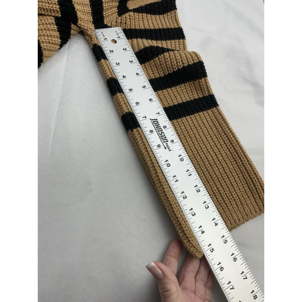 Old Navy Womans  Long Sleeve Pullover Sweater Large Brow Black Stripe Turtle Neck - Image 7