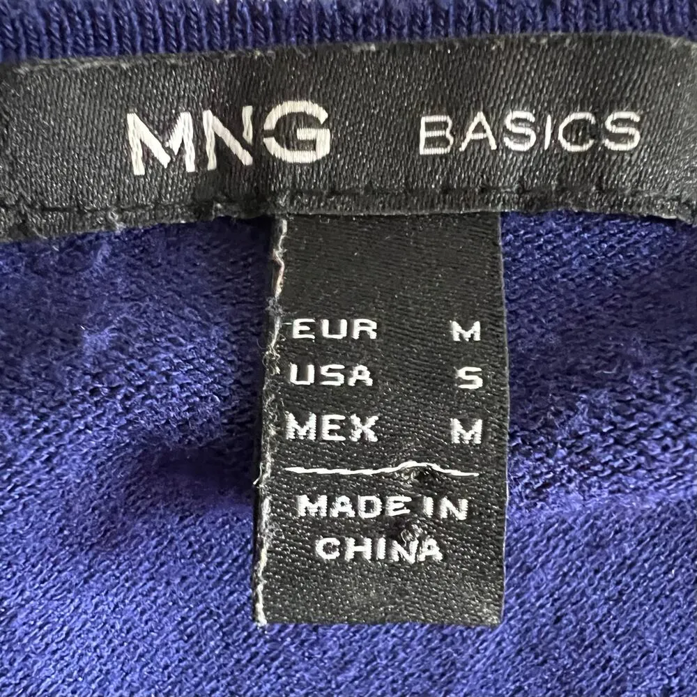 MNG basics blue dotted Crewneck sweater preppy academia chic casual long sleeve - Image 6