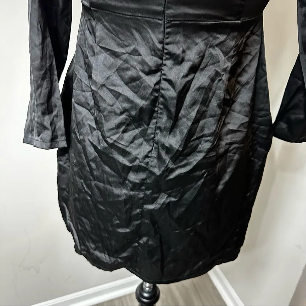 NWT Missguided Silky Bardot Shift Black Dress in Size 10 - Image 6