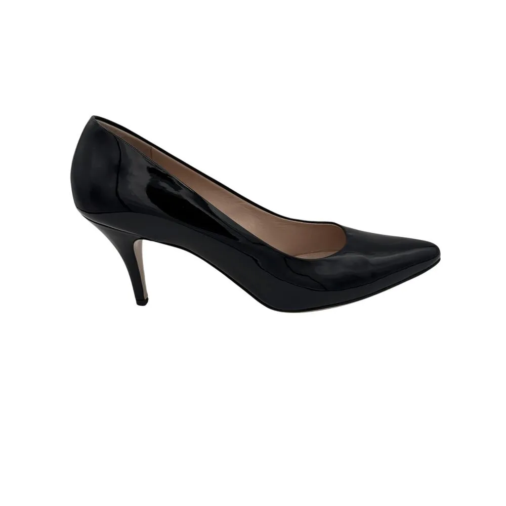 Women’s Ferragamo Shiny Black High Heels Sz 10 1/2B - Image 4