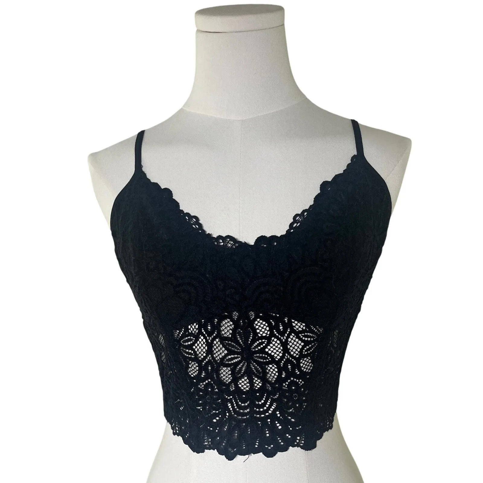 Forever 21 Black Lace Bralette‎ Top XL Extra Large Adjustable Straps - Image 4