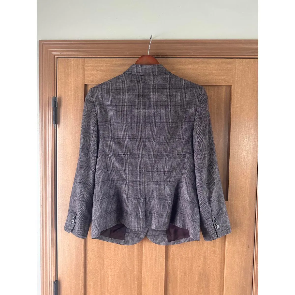 Brooks Brothers Wool & Cashmere Blend Purple Plaid Blazer Jacket Women’s size 12 - Image 4