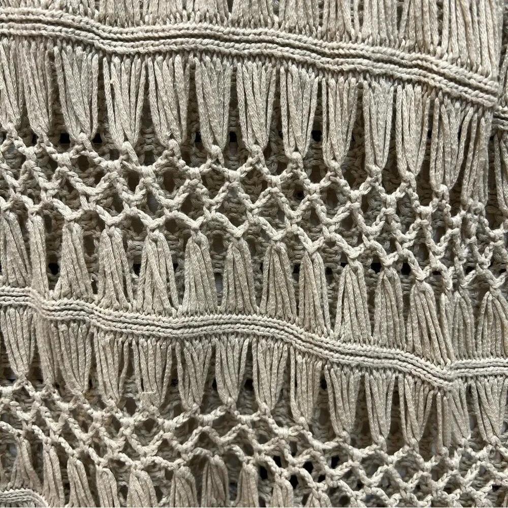 A.N.A Crochet Open Knit Beige Top XL Boho Beach Festival Layering Summer Chic - Image 4