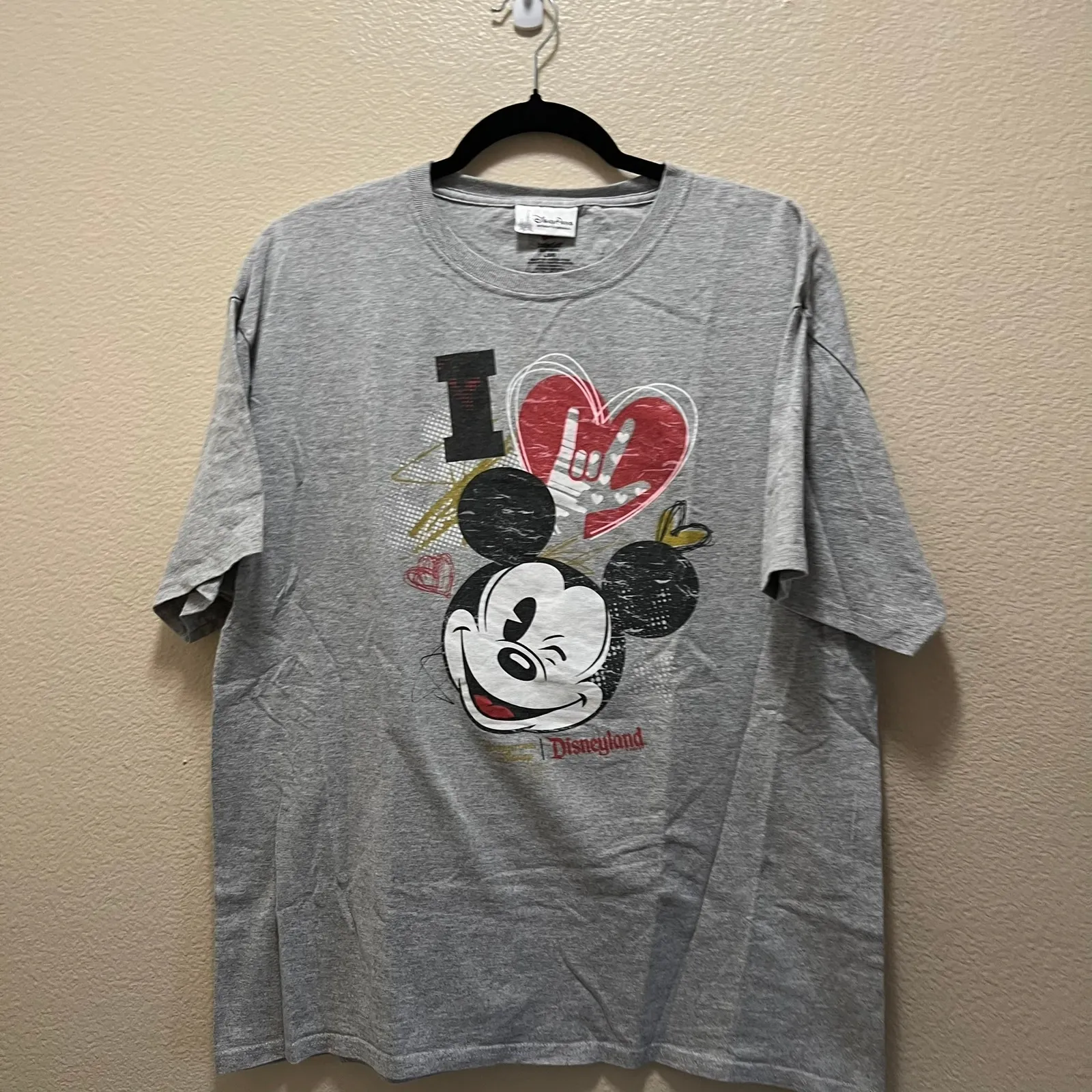 Disney Parks Authentic Original I Heart Mickey Mouse Gray Short Sleeve T-shirt L - Image 2