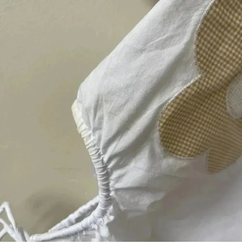 Madewell Embroidered Poplin Puff Sleeve Cutout Crop Top White Floral XS NWT - Image 7