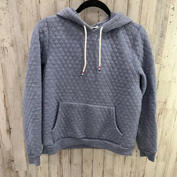 Marine Layer Women’s Blue Quilted Long Sleeve Pullover Hoodie Size Small READ - Image 1