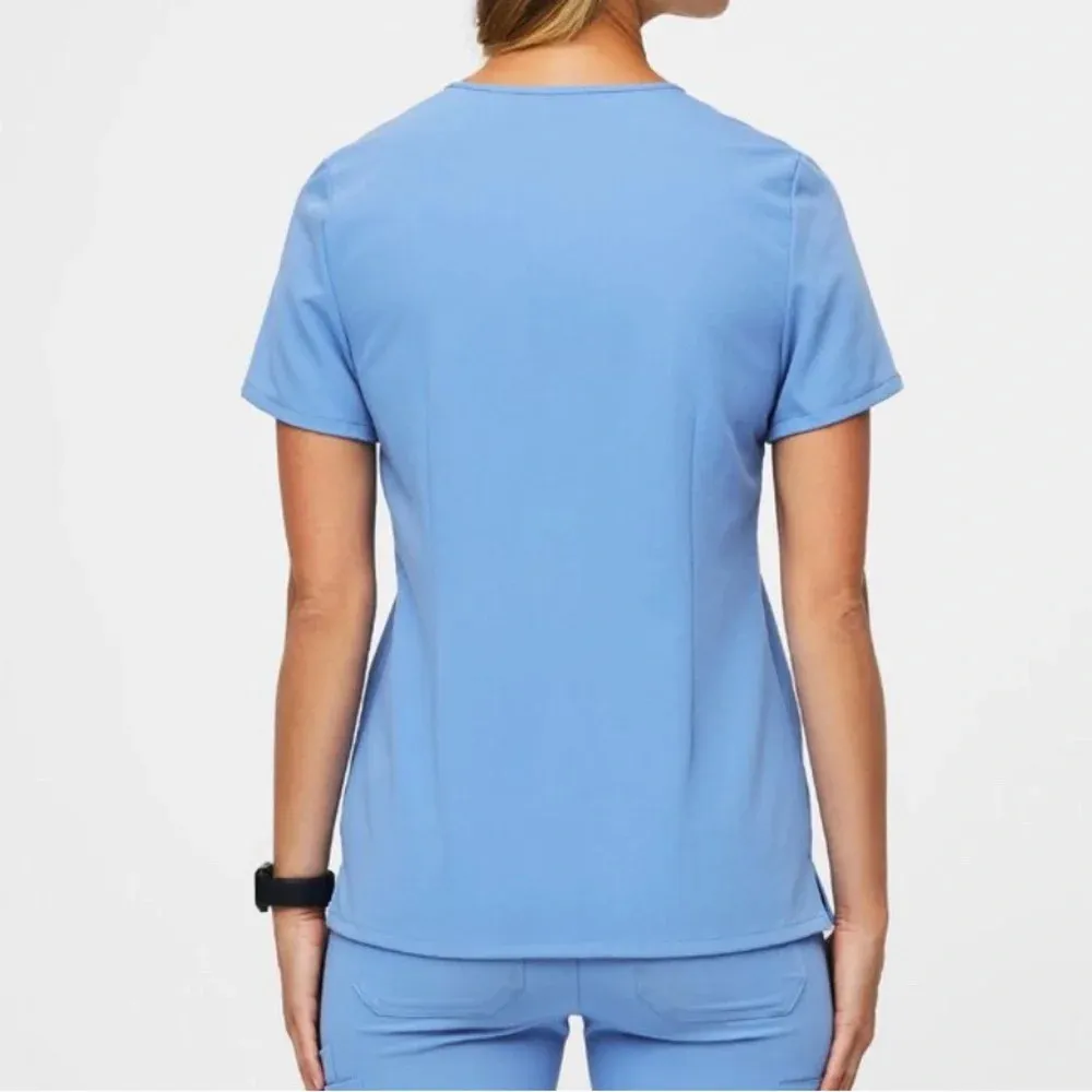 Figs Casma Three Pocket Scrub Top Women's size Small Baby Blue (Ciel Blue?) - Image 4