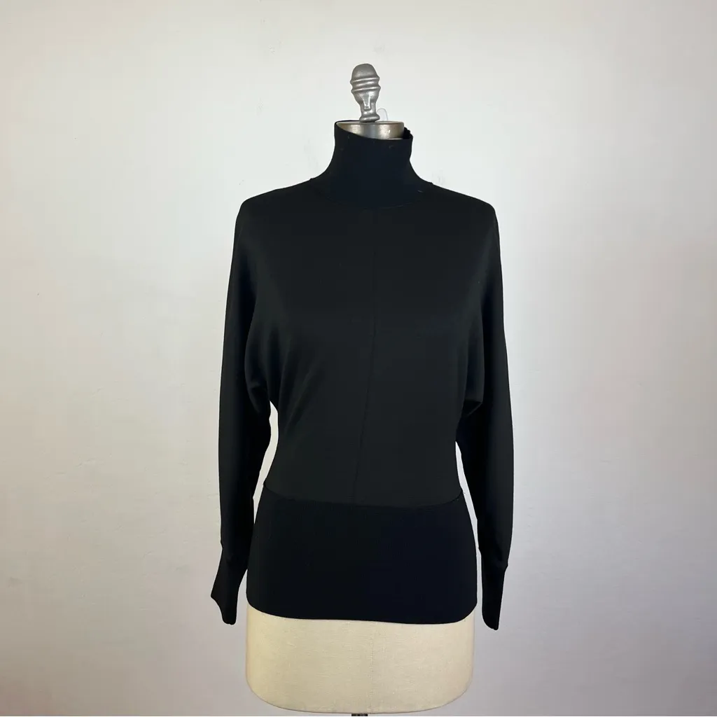 Theory  Black Mixed Media Turtleneck Top - Image 2