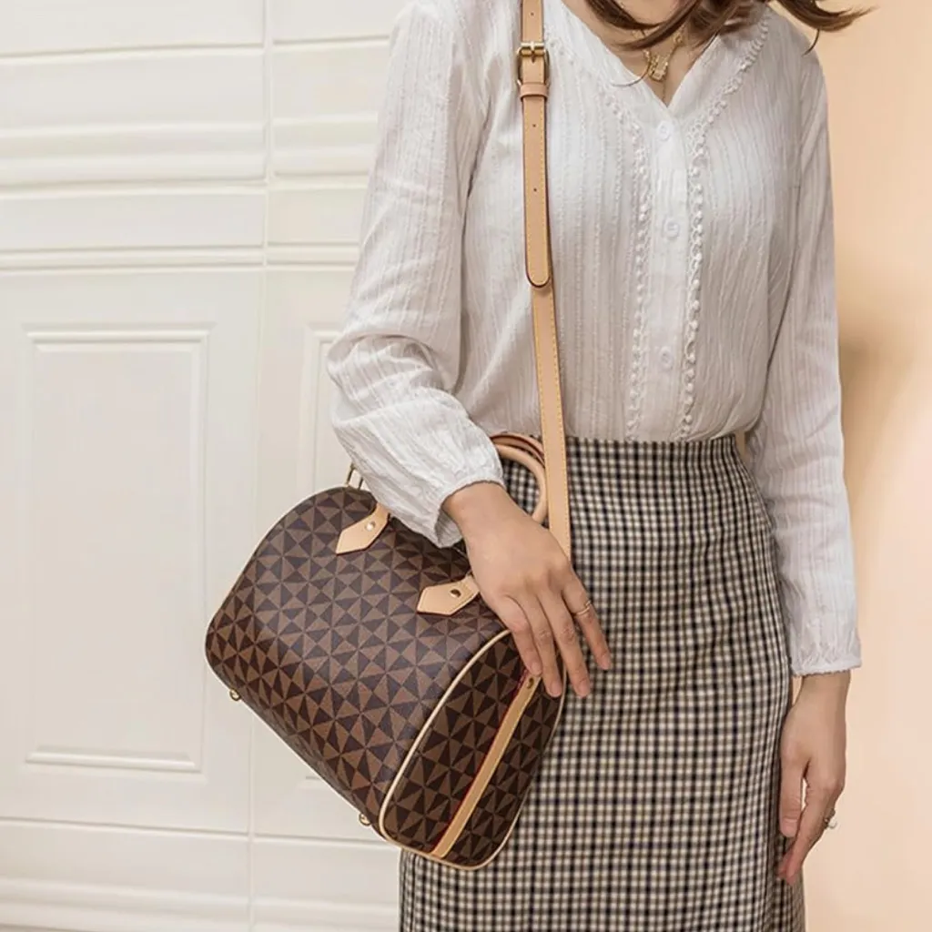 Top Handle Large Designer Crossbody/Satchel Handbag Brown - Image 7