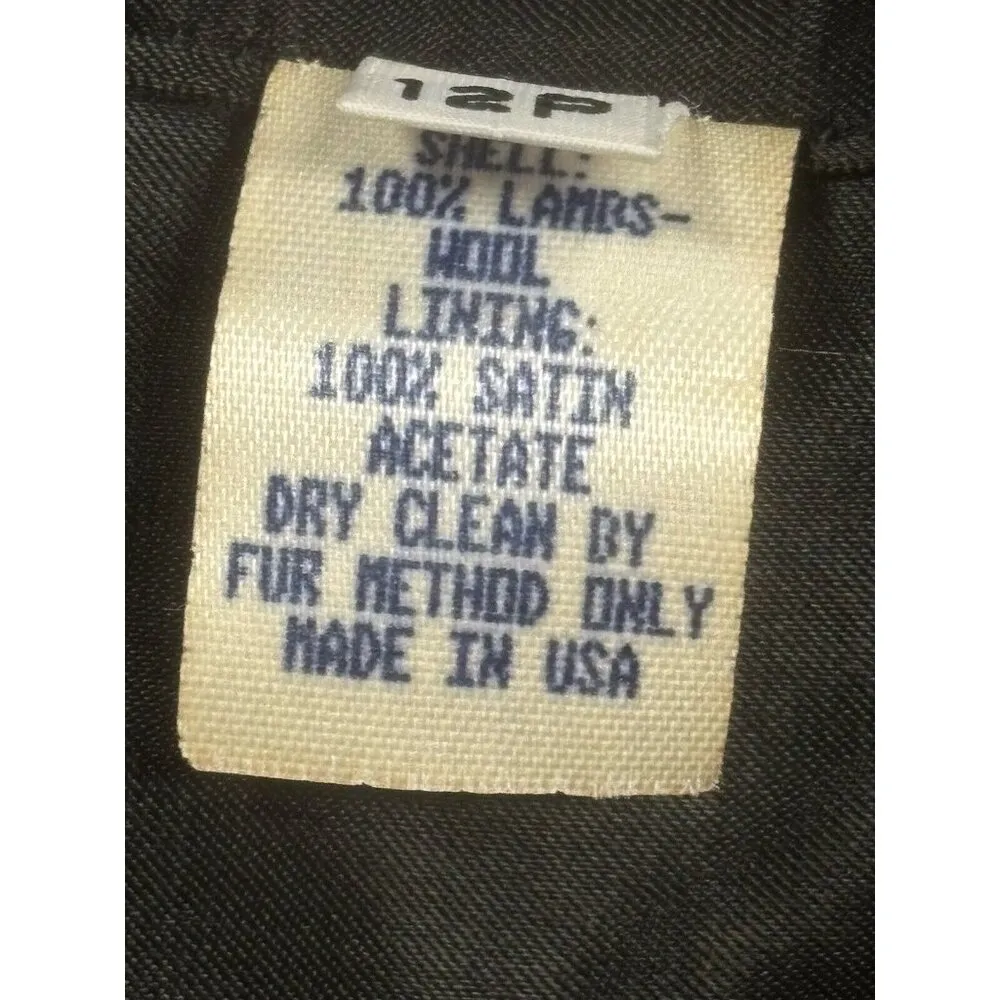 VTG J. Percy For Marvin Richards Gray 100% Lambs wool Fur Collar Coat SZ 12P USA - Image 7