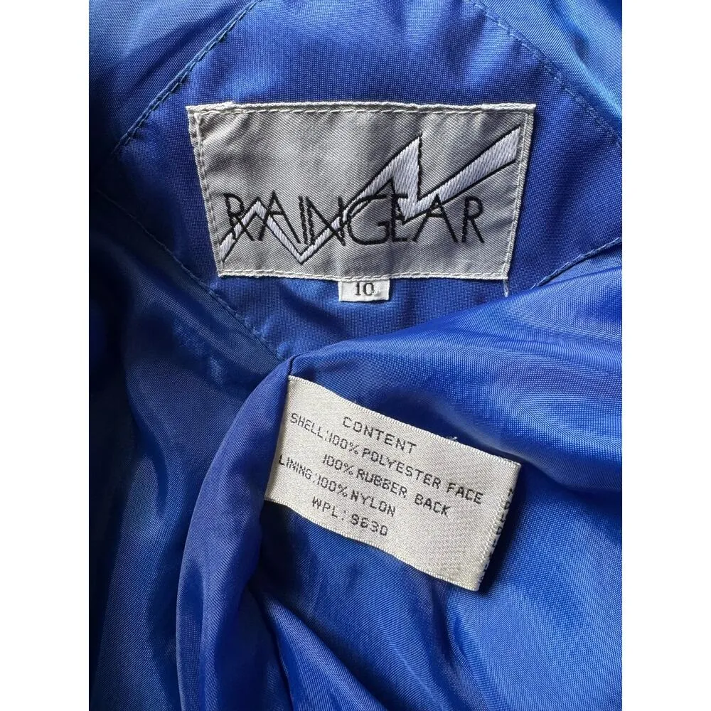 Vintage 80's Raingear Royal Blue raglan Sleeves Raincoat size 10 - Image 12