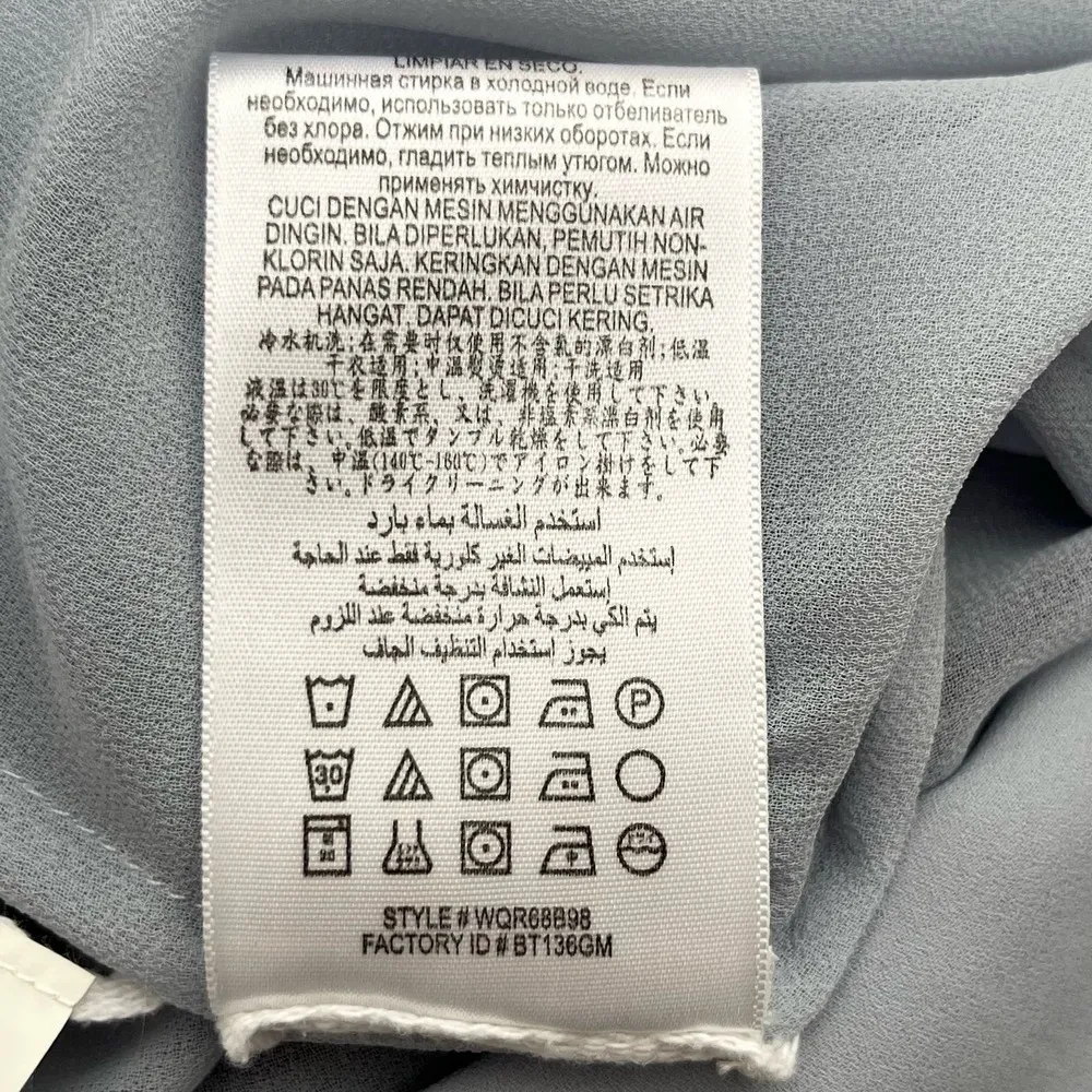 BCBGMaxazria Kristey Pleated Ruffle Bib Dress in Light Dusty Blue, Size Large‎ - Image 14