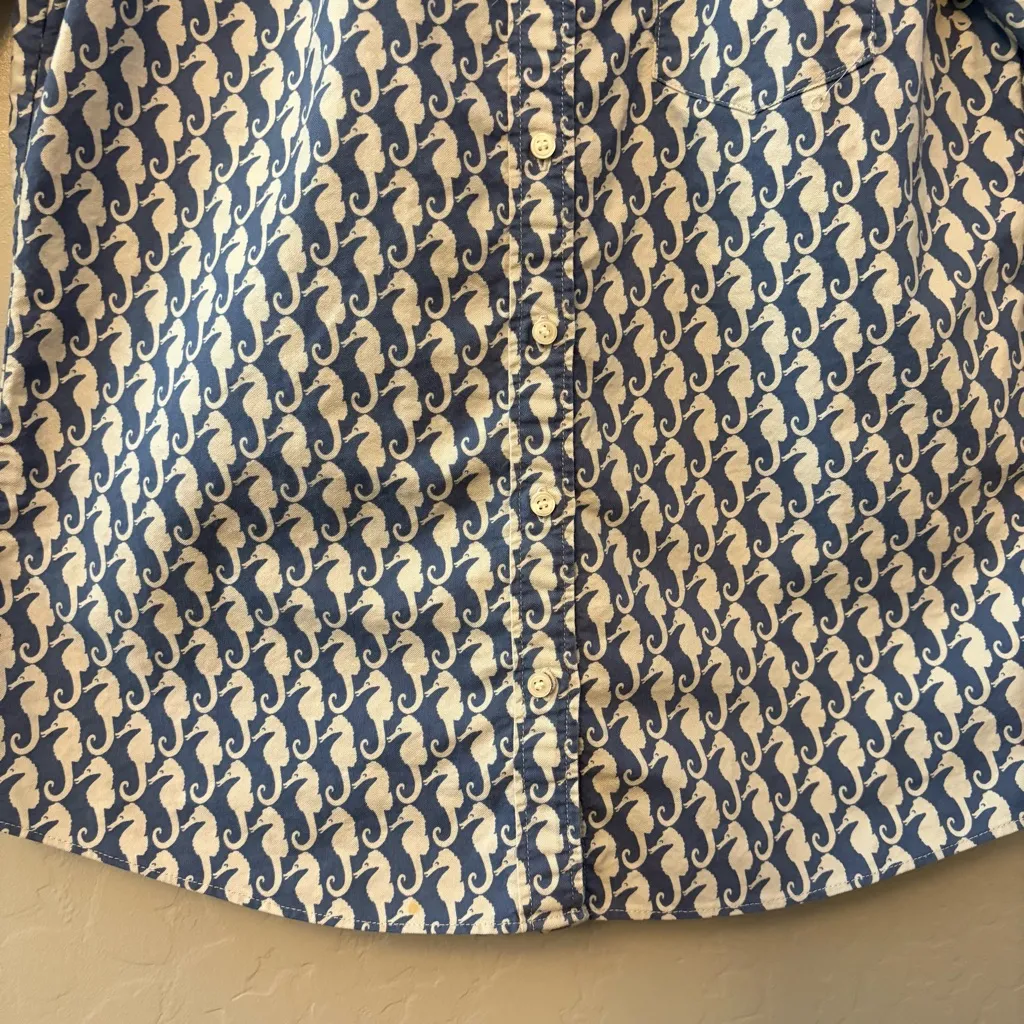 J. Crew boyfriend seahorse chambray long sleeve cotton button up size small Blue - Image 7