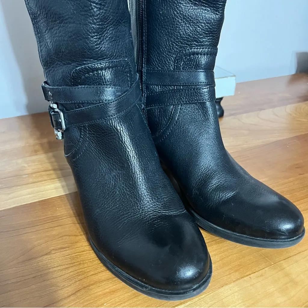Marc Fisher Knee High Riding Boots Womens 9 M Pebbled Black Leather‎ Equestrian - Image 6