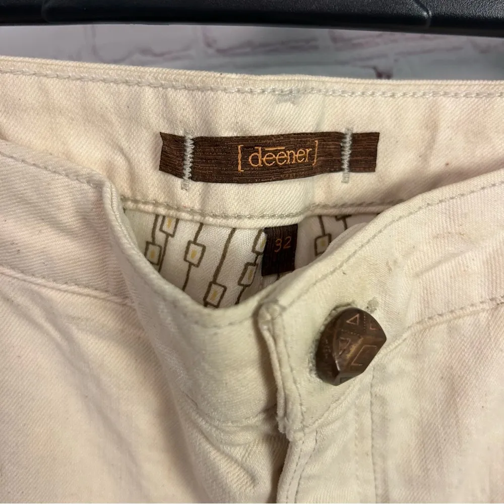 Deener retro neutral beige cropped denim cotton size 32 tomboy preppy Tan - Image 8