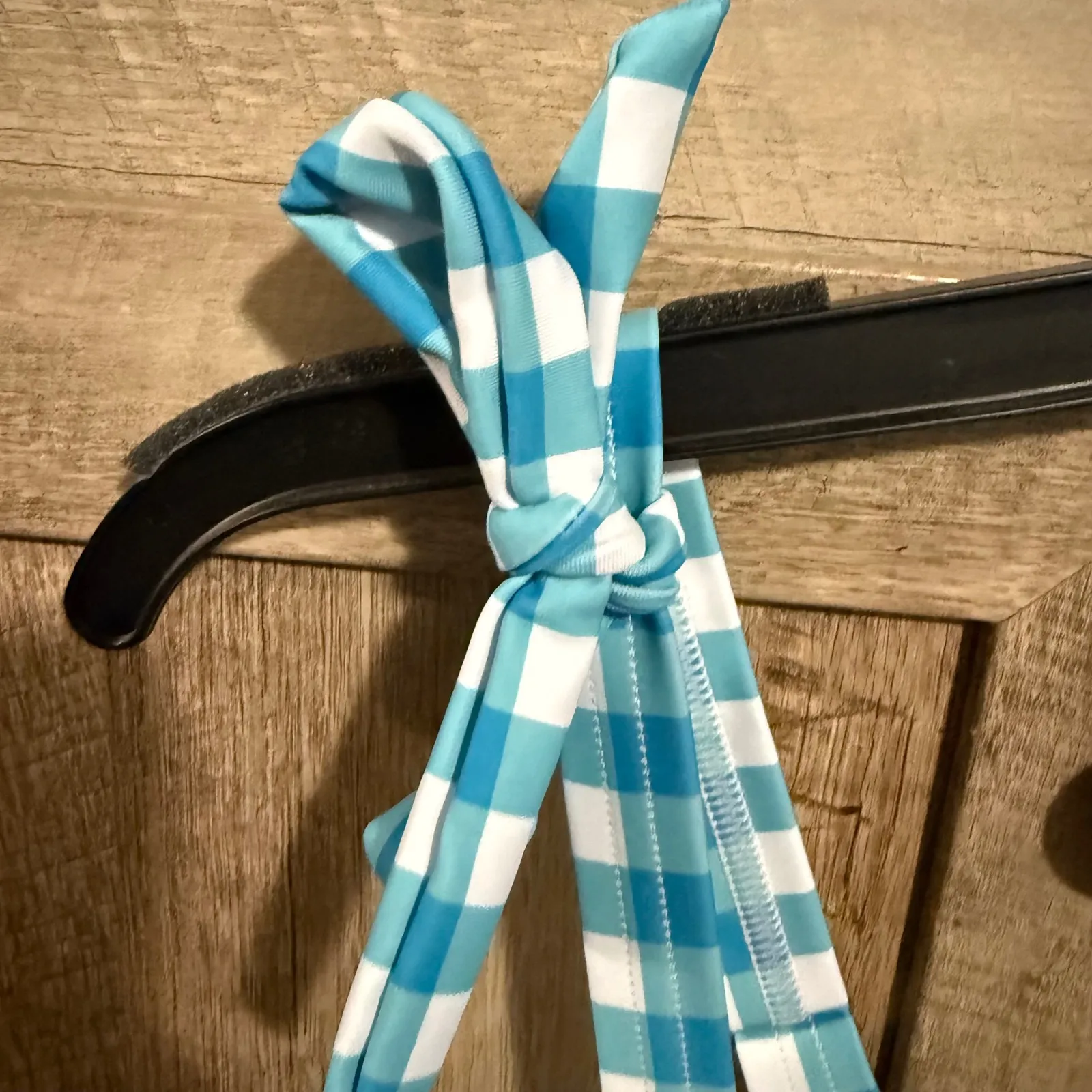 Bloomchic‎ Womens Blue Gingham Swim Top Tie Straps Plus Size 22/24 - Image 5