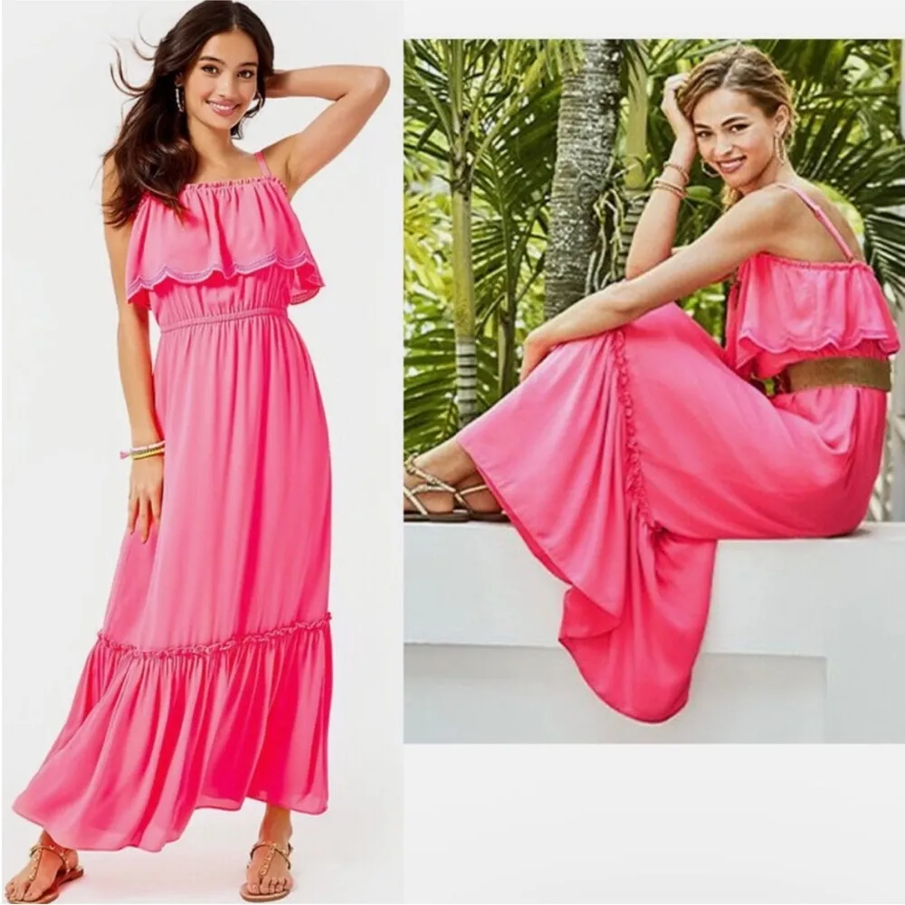 Lilly Pulitzer neon pink Maxi Dress  
Love Potion NEW - Image 6