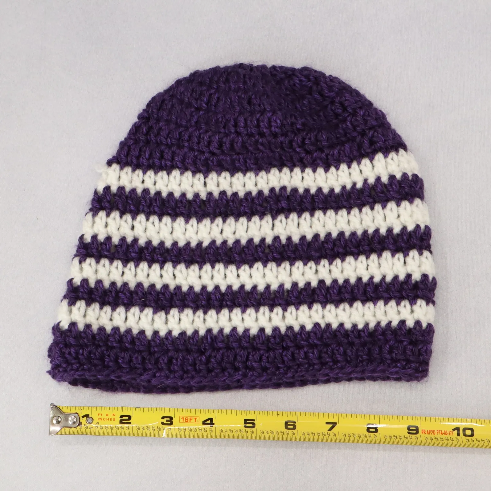 Purple Chevron Multi Color Crochet Cable Knit Y2K Vintage Cottage Beanie Cap Hat - Image 6