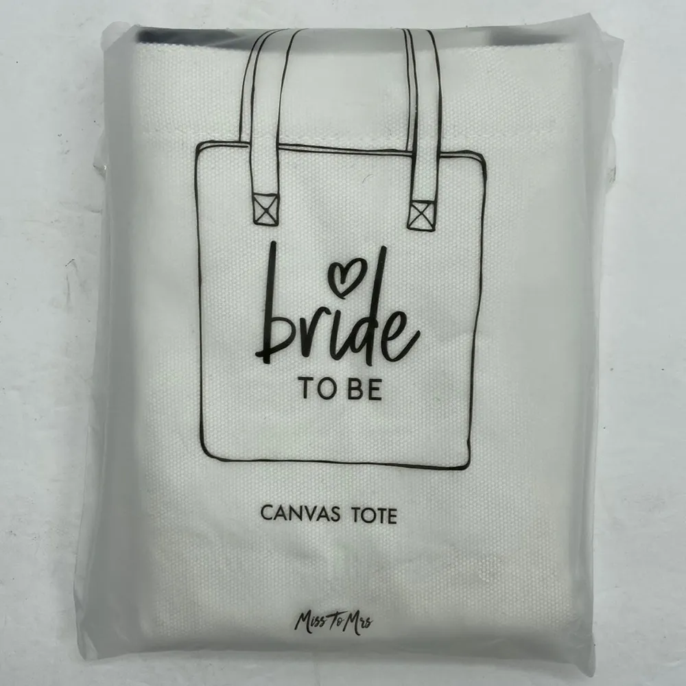 Miss To Mrs “Bride To Be” Wedding Canvas Tote Bag NEW White - Image 5