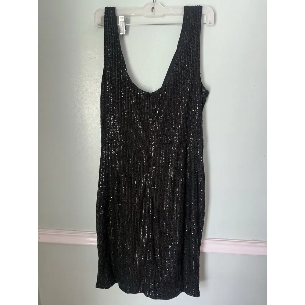 GRACE KARIN XL Dress Black Seguin Wiggle Plunge Front LBD Gown Prom - Image 6