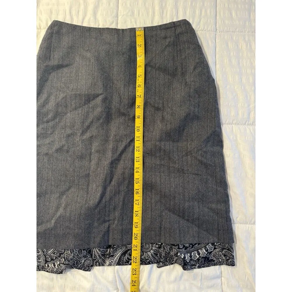 Harve Benard Pencil Skirt Gray Paisley 100% Wool 8 Petite Dark Academia - Image 4